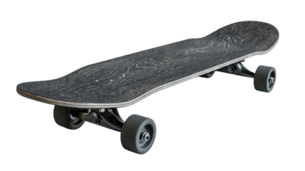 Black skateboard on transparent background