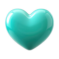 Cyan heart isolated on transparent background