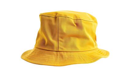 Fototapeta premium Yellow bucket cap hat on transparent background