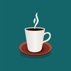 vector illustration features a minimalist coffee cup icon in flat style, ideal for use in digital design, branding, and print projects.