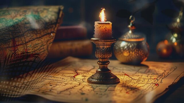 An ancient map, seamless 4K looping virtual video animation background