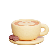 Hot coffee, Coffee shop and barista, 3D rendering.