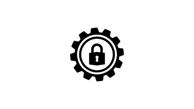 Settings security icon in solid style, use for website mobile app presentation.on whit background.