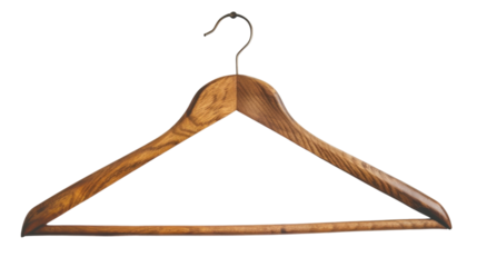 Wooden coat hanger on transparent background