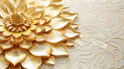 Exquisite golden Islamic design on a pristine white background, highlighting intricate patterns and elegance.