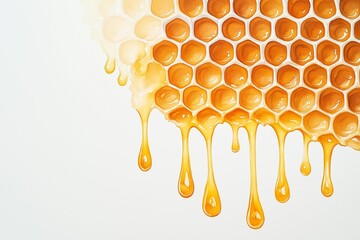 Watercolor Image of Sweet Honey Spilling and Dripping