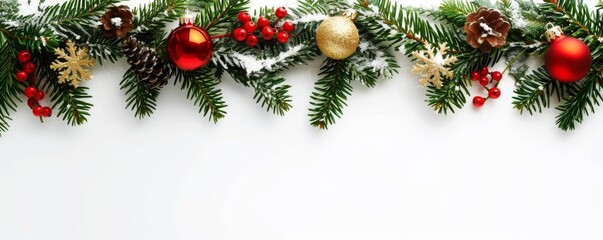 Festive Christmas banner web poster, header for website, colorful decorative decorations. Horizontal format New Year border poster. Xmas holiday background