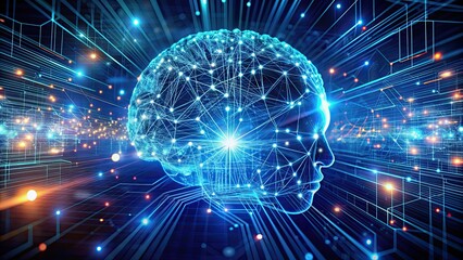 Obraz premium Artificial intelligence algorithm learning from data, AI, machine learning, data analysis, neural networks