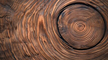 Intricate dark walnut wood texture with captivating knots and concentric rings creating a visually striking and vintage elegance background