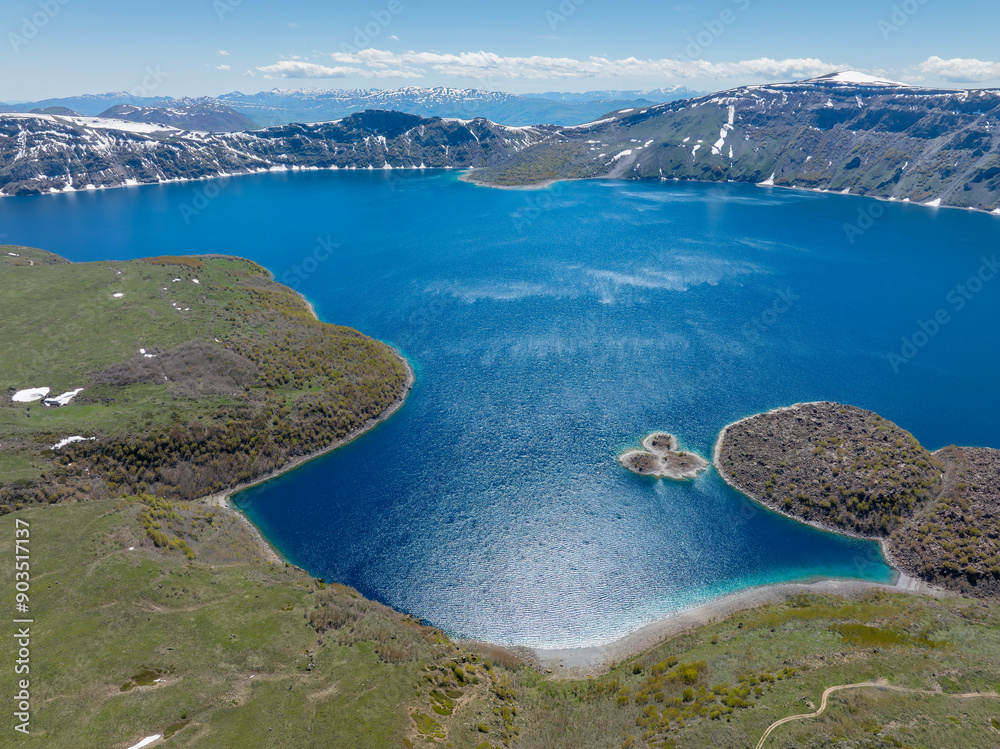 Wall mural nemrut lake is the second largest crater lake in the world and the largest in turkey.