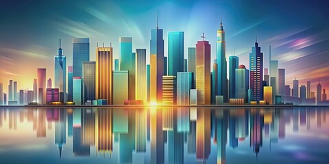 Abstract of cityscape, abstract,city, buildings, skyline, artistic, urban, modern, digital, design, architecture