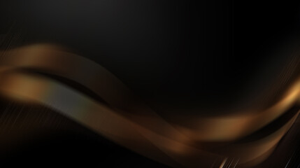 Abstract dark background with blurred golden waves.