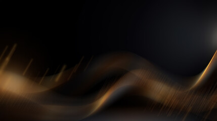 Abstract dark background with golden glow and blurred lines.