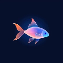 Naklejka premium A geometric fish icon with a minimalist design featuring subtle gradient colors. 