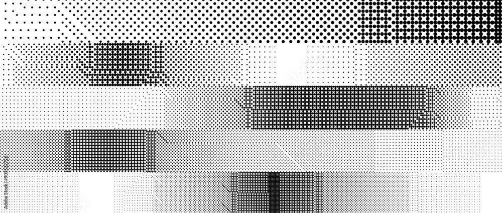 Poster glitchy pixelated striped background. bitmap noise stripe texture. halftone glitch grunge overlay. d