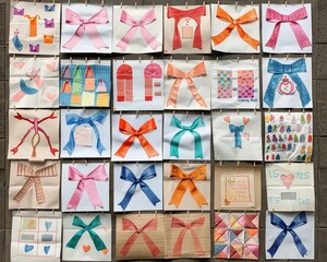 Obraz premium Unity in Art: Children's Cancer Awareness Drawings on Display at Community Center