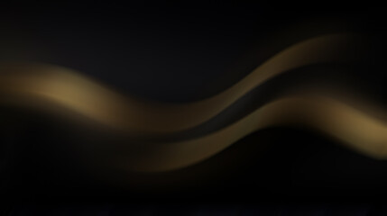 Abstract golden waves on black background.