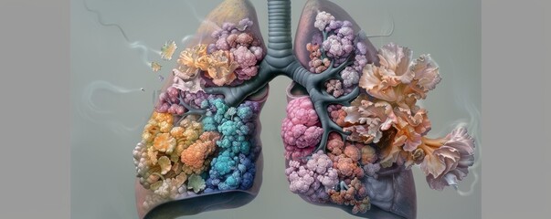 Futuristic Lung Cancer Treatment Options in Pastel Colors: Advanced Medical Interventions for Tumor Management