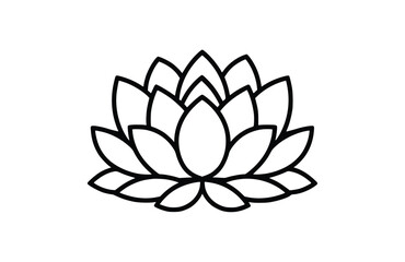 Lotus black icon isolated on white background. Vector illustration.