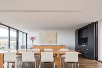 Modern interior of luxury city apartment overlooking Hobart city