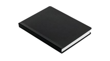 Black notebook mockup template on transparent background
