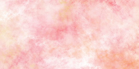 Abstract pink and yellow grunge texture painted with watercolor stains. Closeup of pink textured grunge background. beautiful and colorful watercolor used for wallpaper, banners, design vector frame.	