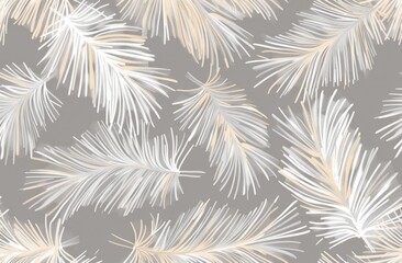 Abstract Feather Pattern in White and Beige