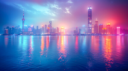 Fototapeta premium Urban Elegance - Vibrant Cityscape 