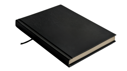 Black notebook mockup template on transparent background