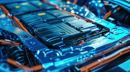 Close-up of an Electric Vehicle Battery Pack