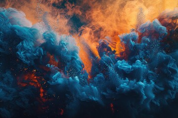 Abstract Swirls of Blue and Orange Ink