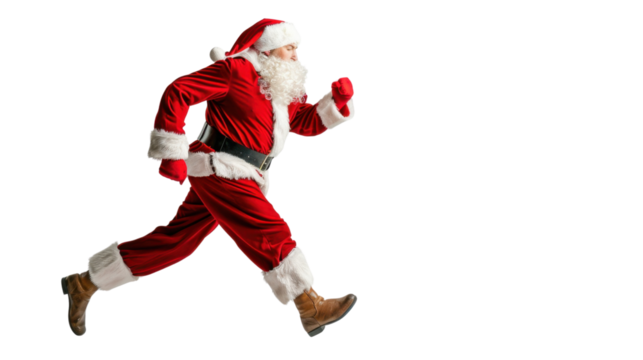 Santa running on transparent background