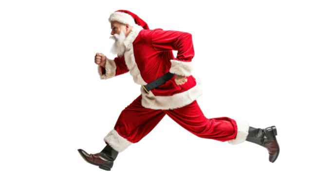 Santa running on transparent background