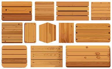 Naklejka premium 木製看板ベクターイラストセット 
