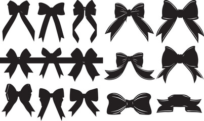 Elegant Bow Silhouette Vector Illustrations