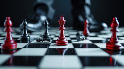 Naklejka premium Investor trapped in a chessboard of financial risks, symbolizing strategic financial traps.