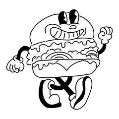 vector illustration of a burger mascot happy smile 