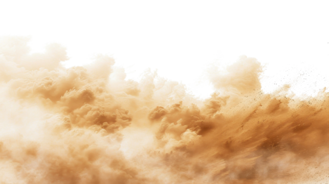 Sand explosion dust on transparent background 