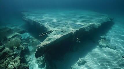 Naklejka premium Bimini Road Mysterious Underwater Formation Speculated as Remnant of Atlantis