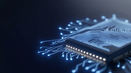 Leading the Future Futuristic Smart Device Wireframe with Advanced Features on Gradient Background for Tech Content with Copy Space