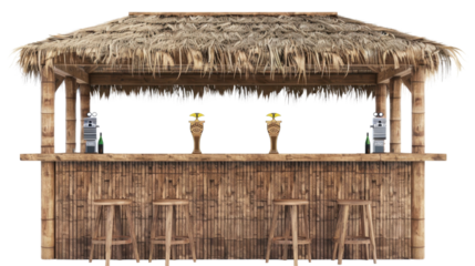 Beach wooden tiki bar on transparent background