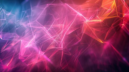 Obraz premium Abstract Pink and Orange Geometric Network with Glowing Lines
