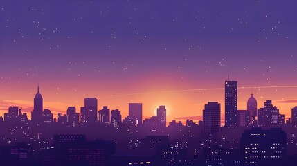 Fototapeta premium Captivating Silhouette of City Skyline Against Twilight Sky