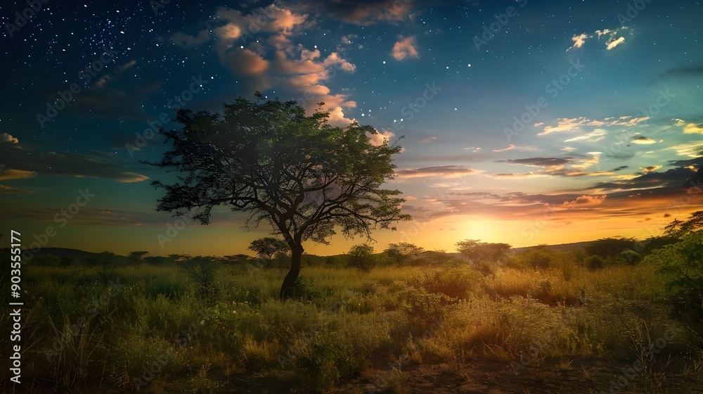 Poster captivating transition from day to night in natural setting