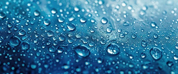 Water Drops on a Blue Surface
