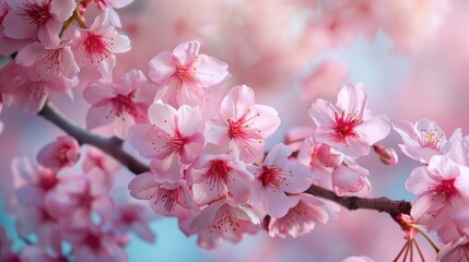 Obraz premium Bright board decorated with cherry blossoms