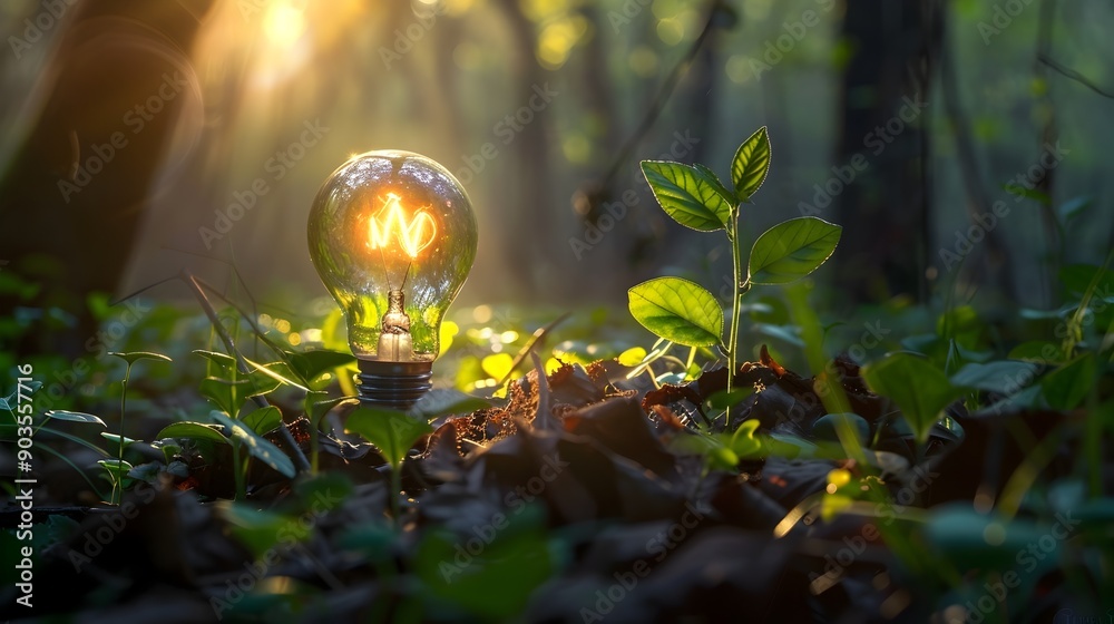 Poster conceptual green energy transformation combining renewable power elements