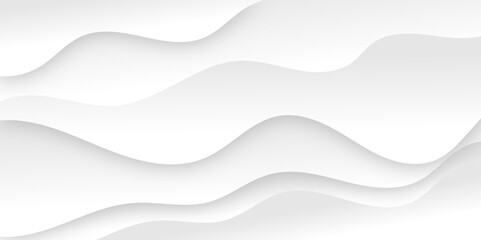 White and light gray background luxurious abstract texture. Sparkling with soft beautiful paper waves smooth and clean modern abstract wave curve line banner background design. 