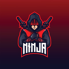 Vector Logo Illustration Ninja E- Sport and Sport Style.