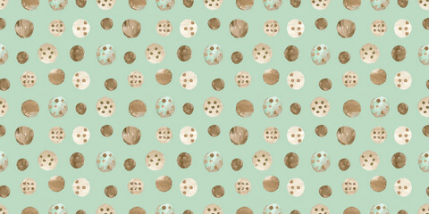 A background of brown dot on a mint green background